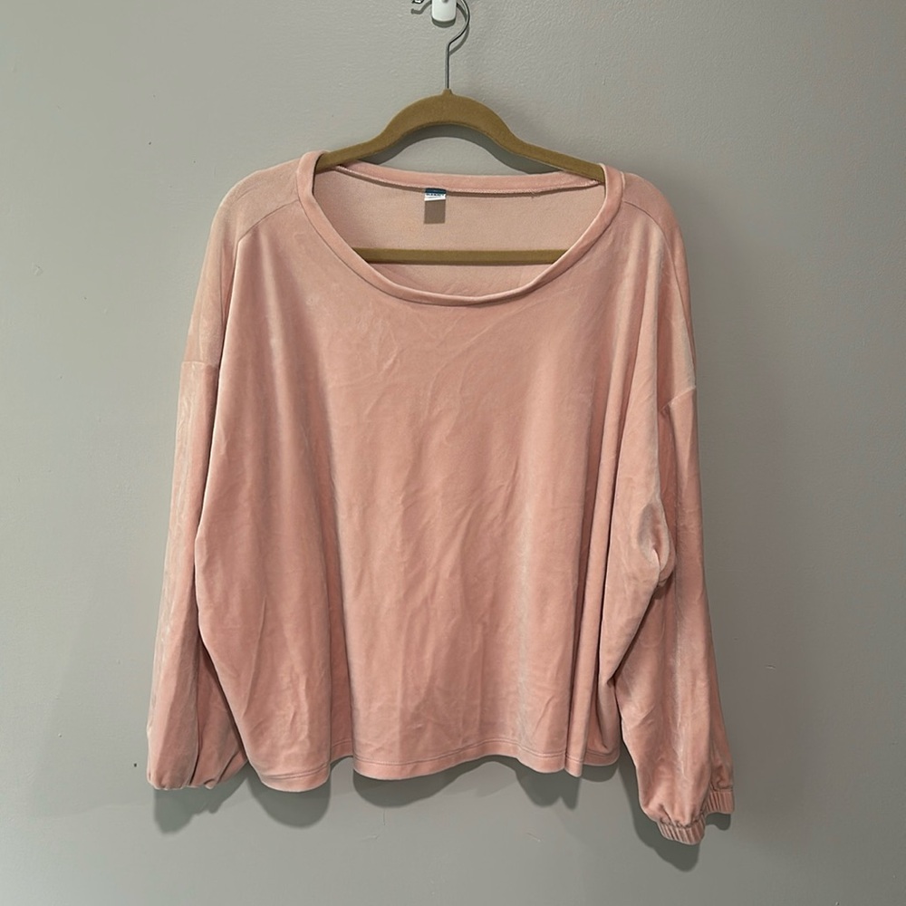 Old Navy Baby Pink Velour Lounge Top Sz 3X